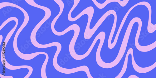 Abstract Trippy Lines Pattern. Cool Groovy Retro Texture. Psychedelic Wavy Illustration. Geometric Funky Vintage Vector Backdrop.