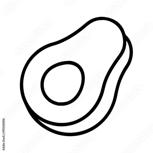 avocado half icon, avocado half line art - simple line art of avocado half, perfect for avocado half logos and icons and themed design