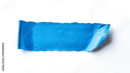 Blue Adhesive wrinkled plastic sticky tape photo. Isolated element. Masking, duct tape strip photo