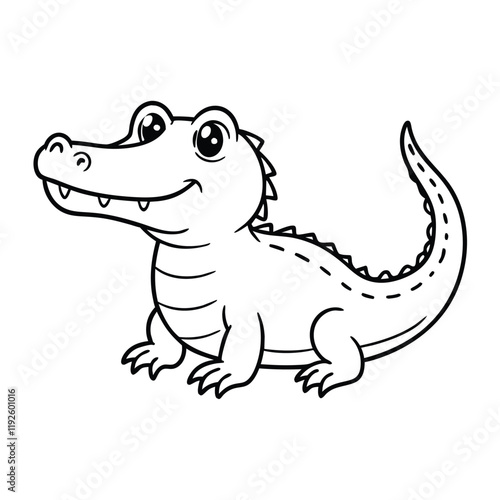  cute crocodile outline for coloring book