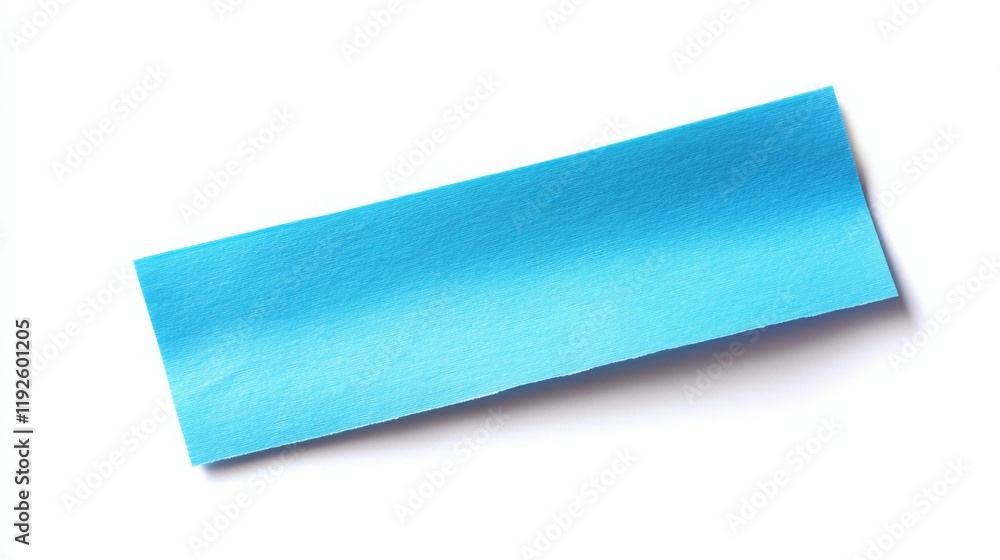 Fototapeta premium Blue Adhesive wrinkled plastic sticky tape photo. Isolated element. Masking, duct tape strip