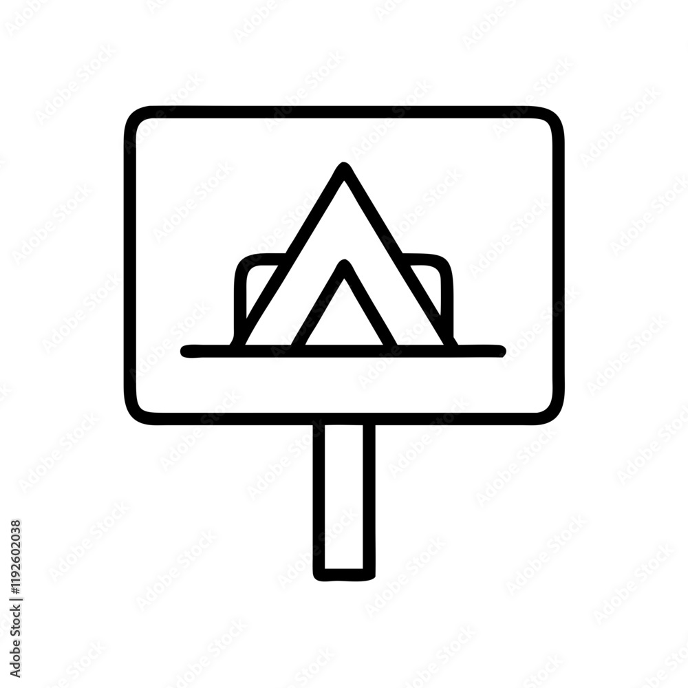 campground sign icon, campground sign line art - simple line art of campground sign, perfect for campground sign logos and icons and themed design campground sign icon, campground sign line art - simple line art of campground sign, perfect for campground sign logos and icons and themed design