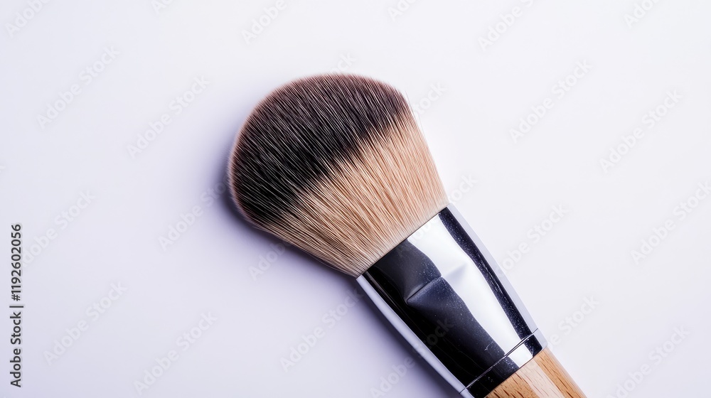 Cosmetic brush on white background with ample copy space for beauty and makeup product advertising or promotion Cosmetic brush on white background with ample copy space for beauty and makeup product advertising or promotion