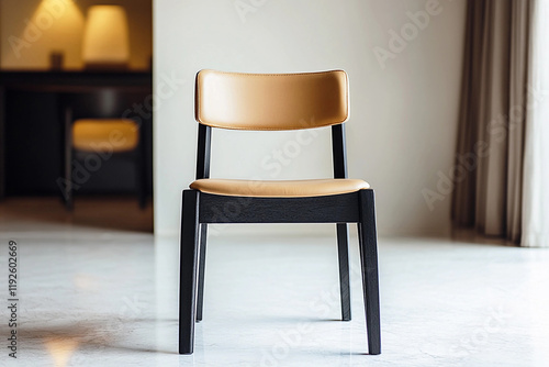 Wallpaper Mural Black wood dining chair with flat back. Generative ai design. Torontodigital.ca