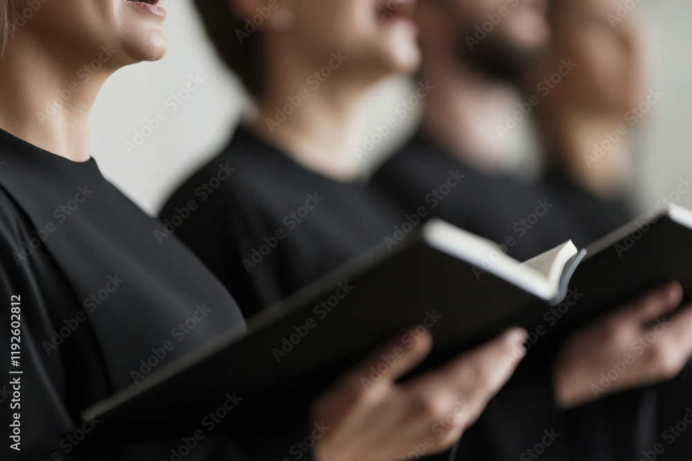 Choir Performance Young Caucasian Adults Singing in Harmony Choir Performance Young Caucasian Adults Singing in Harmony