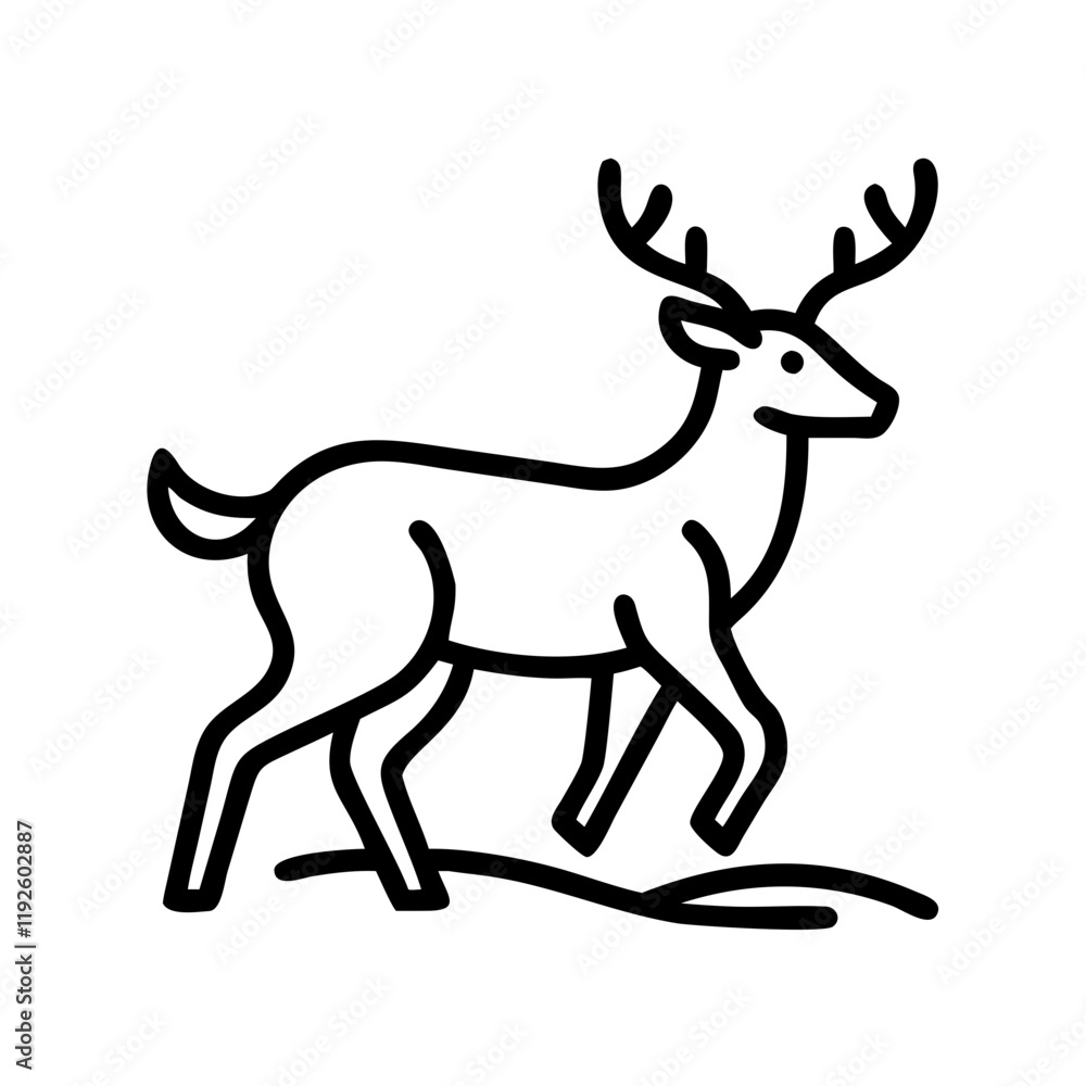 deer on trail icon, deer on trail line art - simple line art of deer on trail, perfect for deer on trail logos and icons and themed design