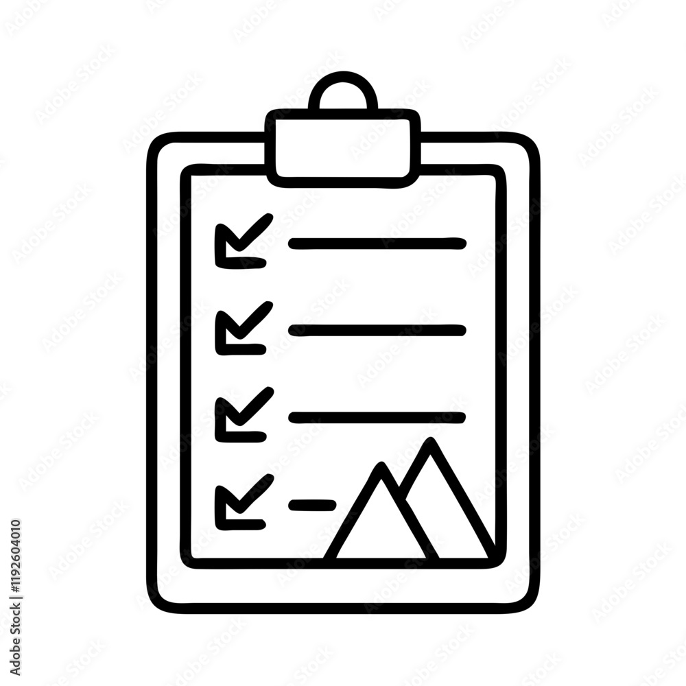hiking checklist icon, hiking checklist line art - simple line art of hiking checklist, perfect for hiking checklist logos and icons and themed design hiking checklist icon, hiking checklist line art - simple line art of hiking checklist, perfect for hiking checklist logos and icons and themed design