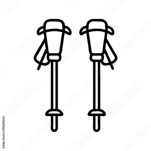 hiking poles with snow baskets icon, hiking poles with snow baskets vector,