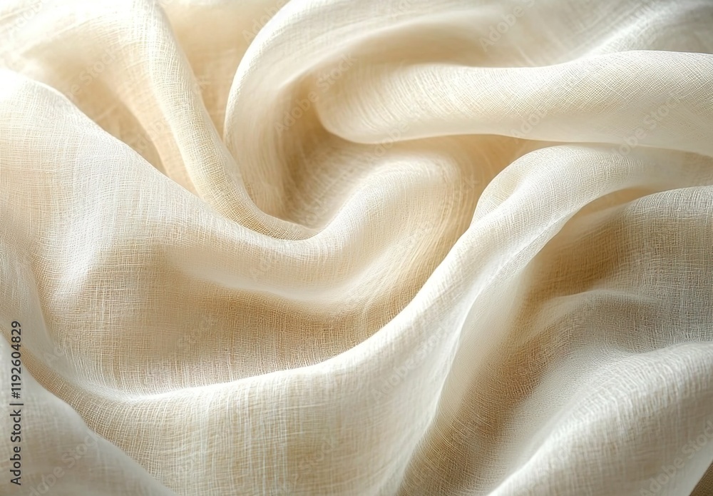 A close-up of the delicate texture and soft color palette of cream linen fabric, capturing its natural beauty in an elegant setting. A close-up of the delicate texture and soft color palette of cream linen fabric, capturing its natural beauty in an elegant setting.