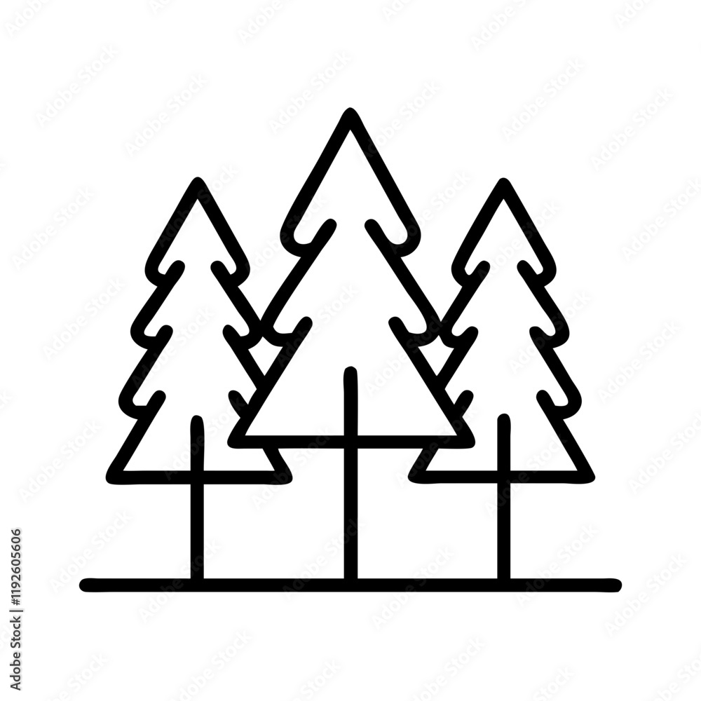 pine tree forest icon, pine tree forest line art - simple line art of pine tree forest, perfect for pine tree forest logos and icons and themed design pine tree forest icon, pine tree forest line art - simple line art of pine tree forest, perfect for pine tree forest logos and icons and themed design