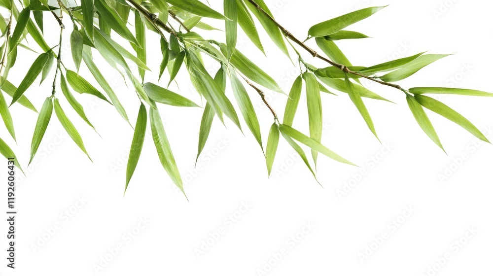 Fresh Bamboo Leaves Isolated on a White Background for Nature and Botanical Themes Fresh Bamboo Leaves Isolated on a White Background for Nature and Botanical Themes