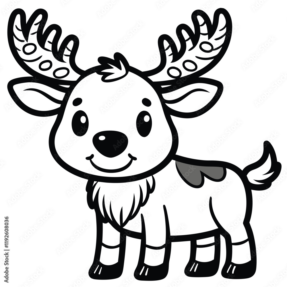 Fototapeta premium cute moose outline for coloring book