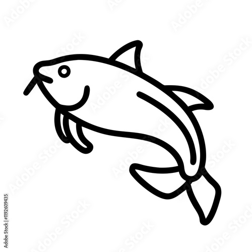 catfish icon, catfish line art - simple line art of catfish, perfect for catfish logos and icons and themed design