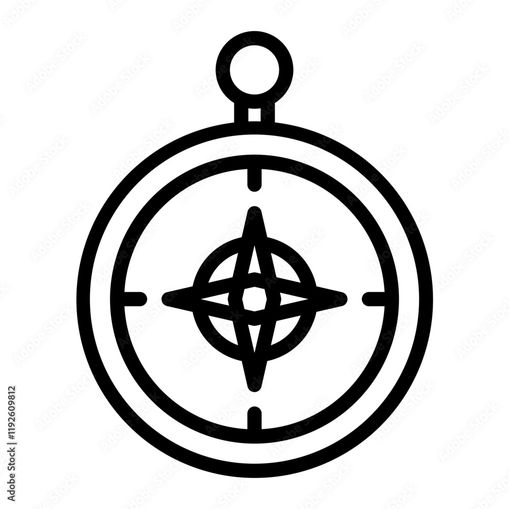 Fototapeta premium Compass Vector Line Icon Design