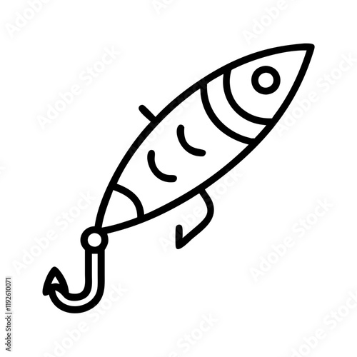 fishing bait minnow icon, fishing bait minnow line art - simple line art of fishing bait minnow, perfect for fishing bait minnow logos and icons and themed design