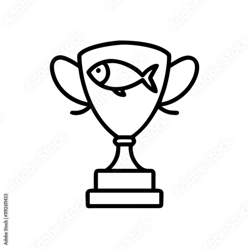 fishing tournament trophy icon, fishing tournament trophy line art - simple line art of fishing tournament trophy, perfect for fishing tournament trophy logos and icons and themed design