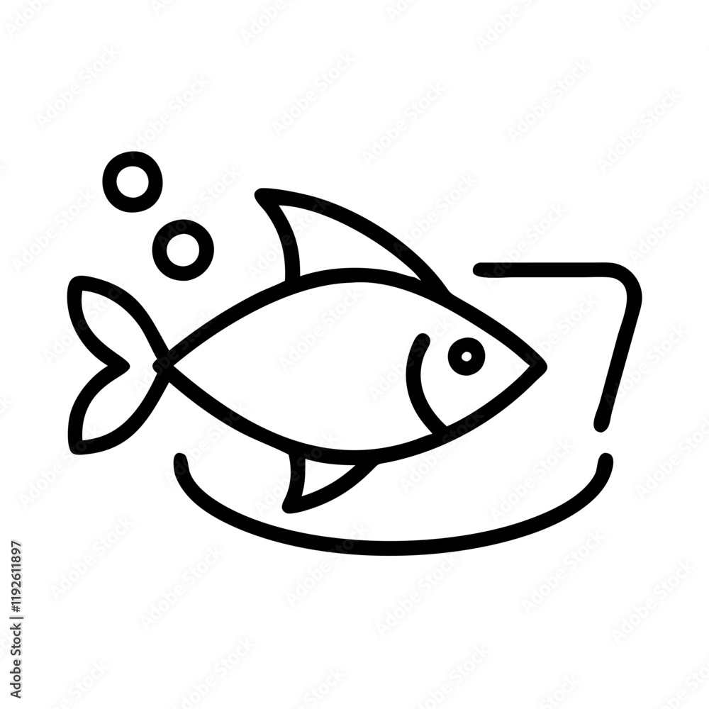 fish silhouette icon, fish silhouette line art - simple line art of fish silhouette, perfect for fish silhouette logos and icons and themed design fish silhouette icon, fish silhouette line art - simple line art of fish silhouette, perfect for fish silhouette logos and icons and themed design