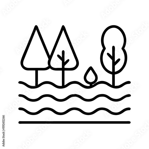 freshwater lake icon, freshwater lake line art - simple line art of freshwater lake, perfect for freshwater lake logos and icons and themed design