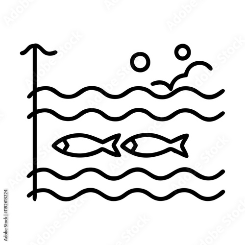 shoreline with fishing poles icon, shoreline with fishing poles line art - simple line art of shoreline with fishing poles, perfect for shoreline with fishing poles logos and icons and themed design photo