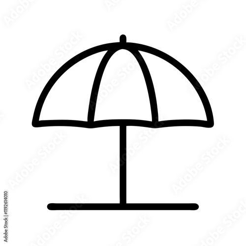 beach umbrella icon, beach umbrella line art - simple line art of beach umbrella, perfect for beach umbrella logos and icons and themed design photo