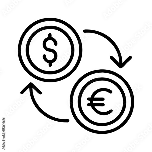 currency exchange icon icon, currency exchange icon line art - simple line art of currency exchange icon, perfect for currency exchange icon logos and icons and themed design