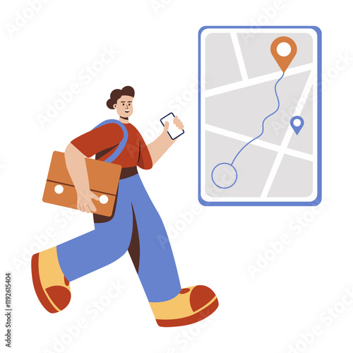 A character finding delivery location illustration in flat style 

