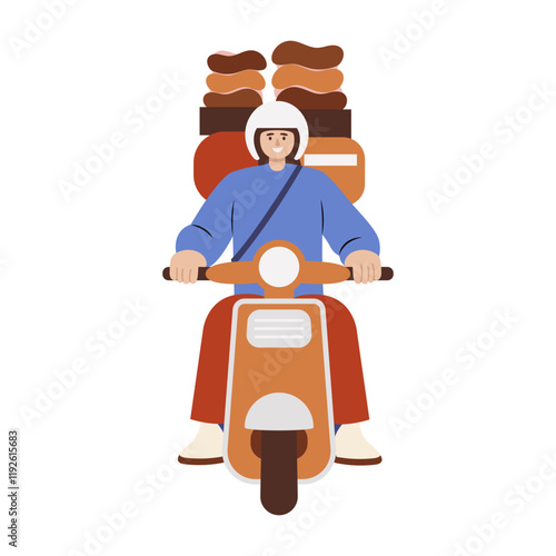 Delivery rider illustration in flat style 

