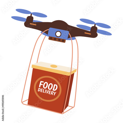 A flat illustration of drone delivery 
