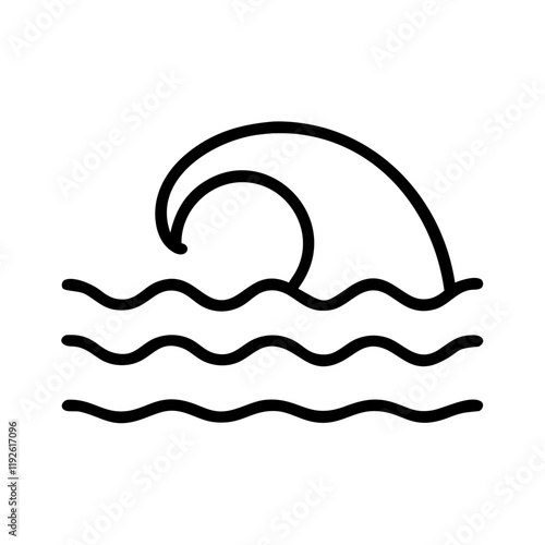 ocean wave icon, ocean wave line art - simple line art of ocean wave, perfect for ocean wave logos and icons and themed design photo