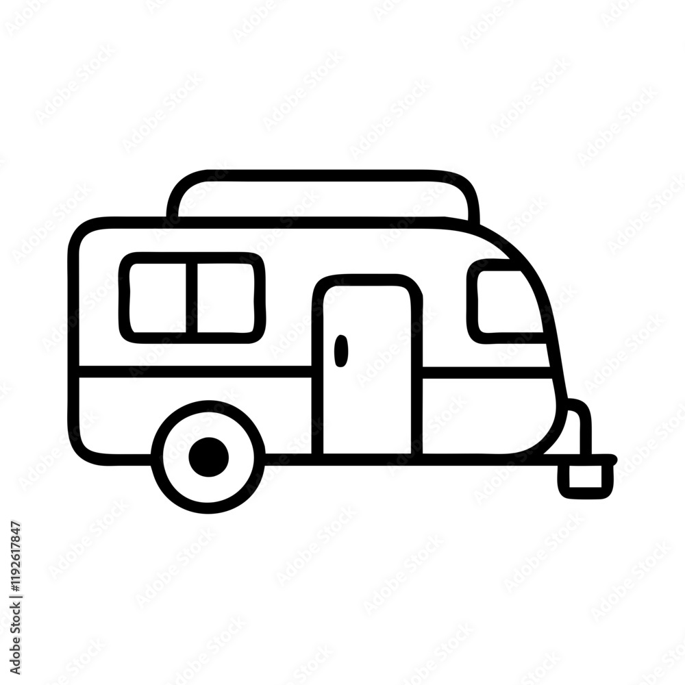 rv camper icon, rv camper line art - simple line art of rv camper, perfect for rv camper logos and icons and themed design rv camper icon, rv camper line art - simple line art of rv camper, perfect for rv camper logos and icons and themed design