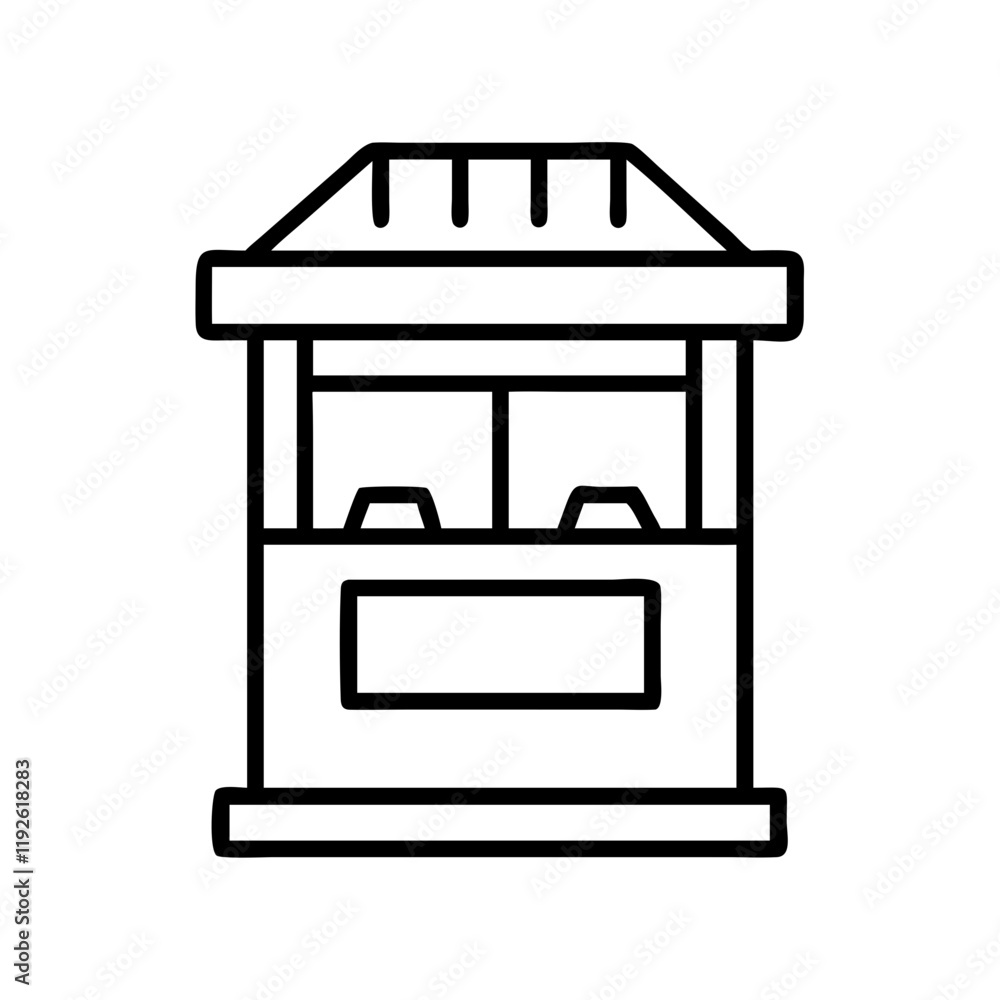ticket kiosk icon, ticket kiosk line art - simple line art of ticket kiosk, perfect for ticket kiosk logos and icons and themed design ticket kiosk icon, ticket kiosk line art - simple line art of ticket kiosk, perfect for ticket kiosk logos and icons and themed design