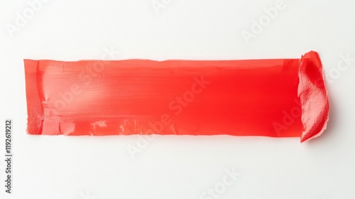 Red Adhesive wrinkled plastic sticky tape photo. Isolated element. Masking, duct tape strip photo