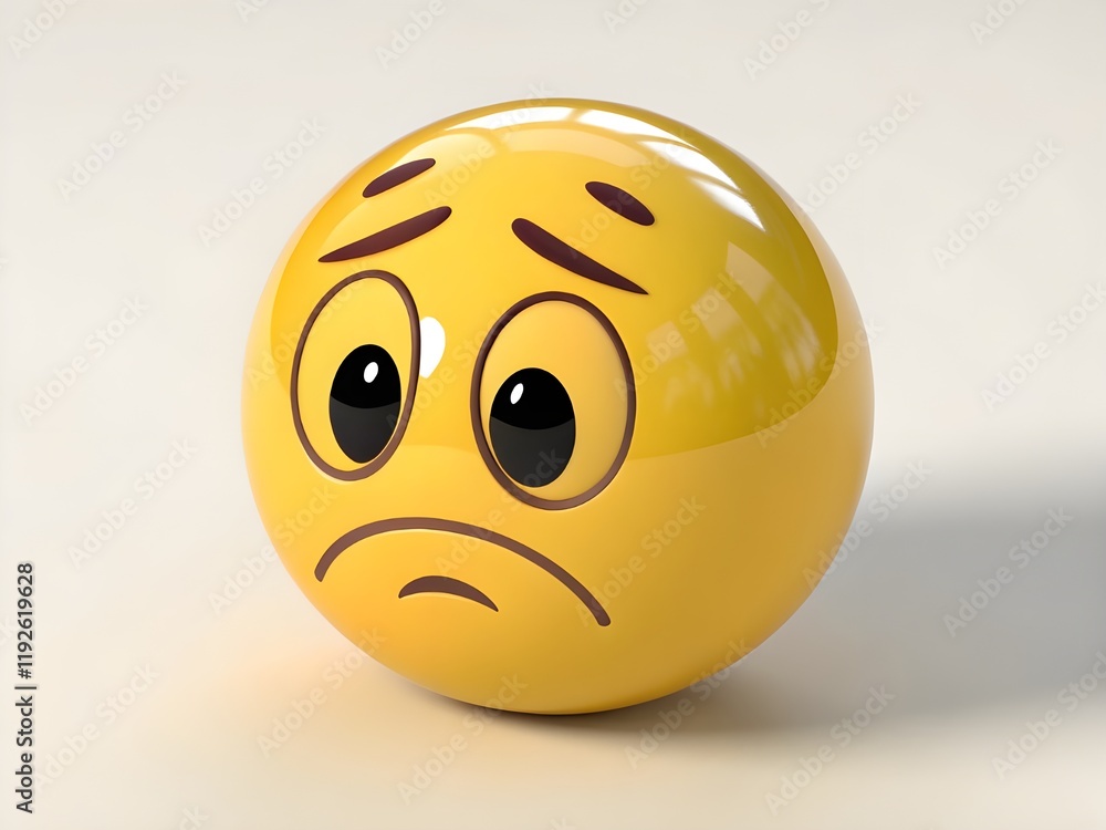 Fototapeta premium 3d sad smiley face with white background.