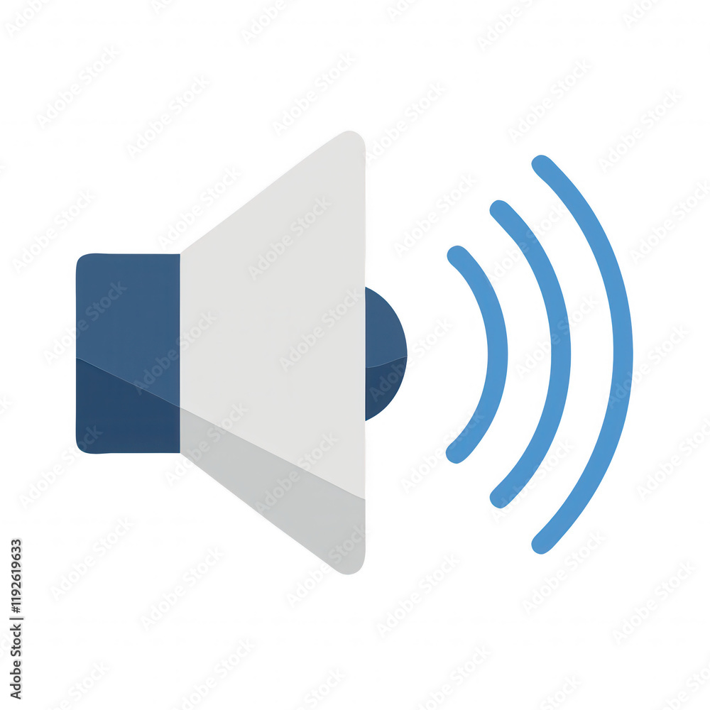 A stylized speaker icon emitting sound waves. A stylized speaker icon emitting sound waves.
