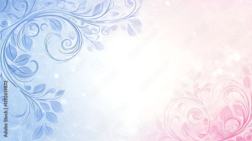 Delicate Blue Pink Floral Swirls Background Design Delicate Blue Pink Floral Swirls Background Design
