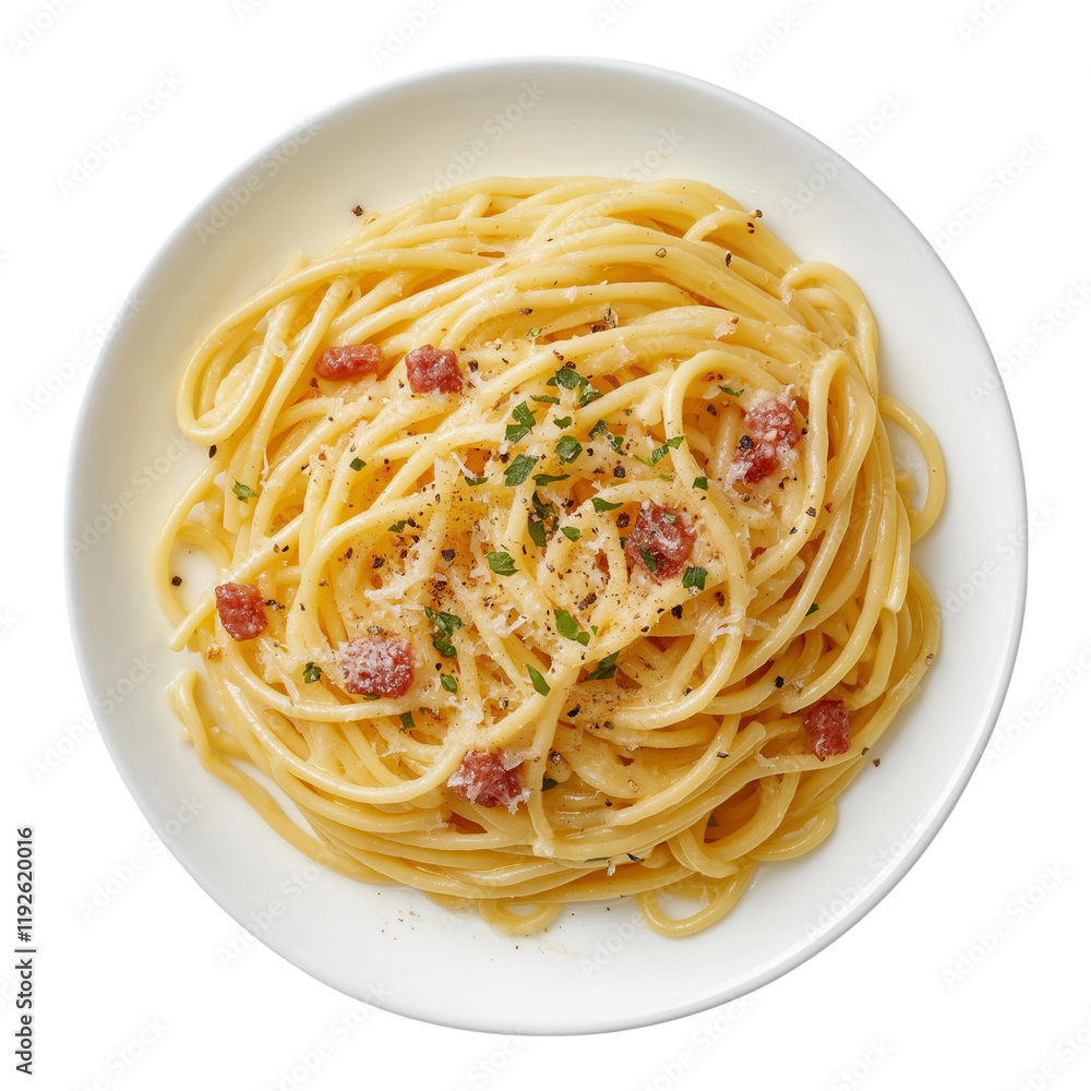 Spaghetti Carbonara isolated on a white background. Spaghetti Carbonara isolated on a white background.
