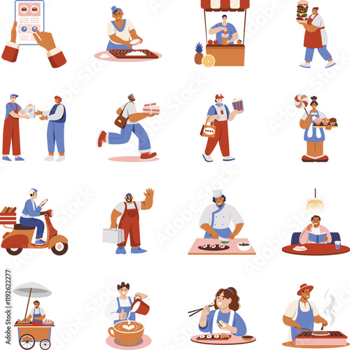 Wallpaper Mural Collection of Flat Style Food Delivery Illustrations  Torontodigital.ca