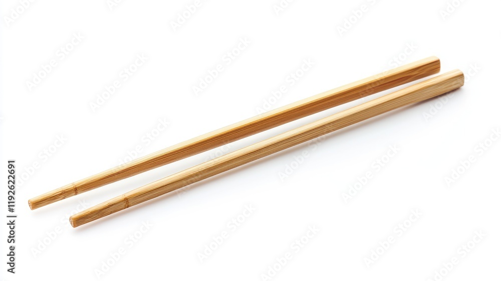 Bamboo chopsticks elegantly displayed on a clean white background perfect for culinary and dining-themed projects Bamboo chopsticks elegantly displayed on a clean white background perfect for culinary and dining-themed projects