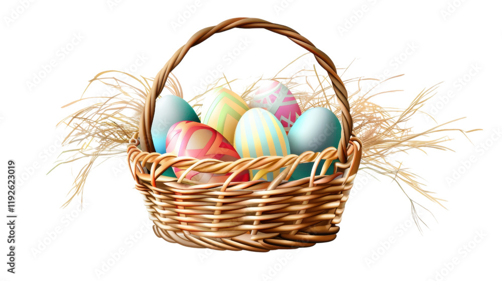 Easter Basket with Colorful Eggs - A Festive Springtime Tradition Easter Basket with Colorful Eggs - A Festive Springtime Tradition