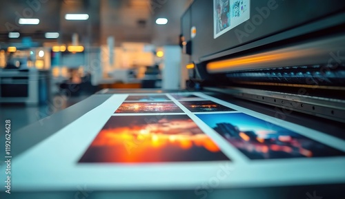 Wallpaper Mural A large, modern, high-resolution printer printing colorful images onto paper in an office setting. Torontodigital.ca