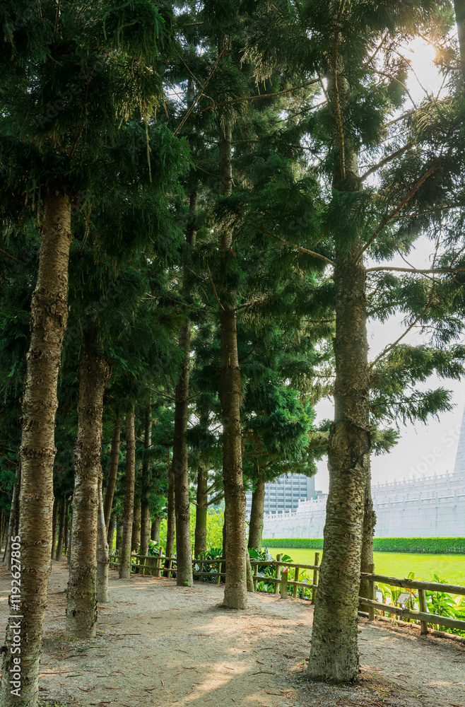 Daytime view of the garden of Chiang Kai-shek Memorial Hall