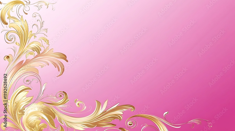 Elegant Gold Floral Design on Pink Background Elegant Gold Floral Design on Pink Background