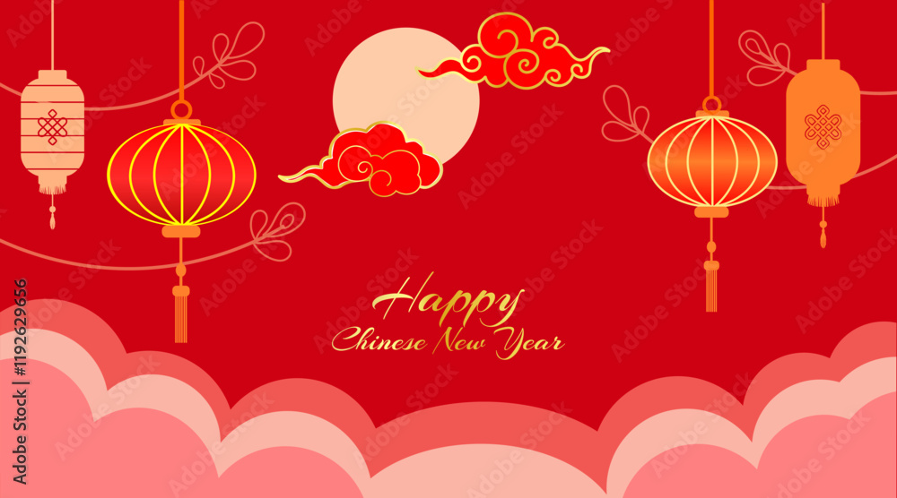 Naklejka premium Chinese New Year Background with Lantern. Vector illustration