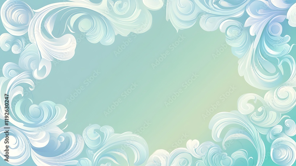 Elegant swirling pastel blue floral frame design Elegant swirling pastel blue floral frame design