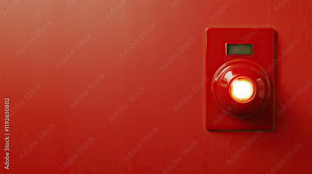 Fire alarm concept. A close-up of a red alarm button signaling alertness and safety. Fire alarm concept. A close-up of a red alarm button signaling alertness and safety.