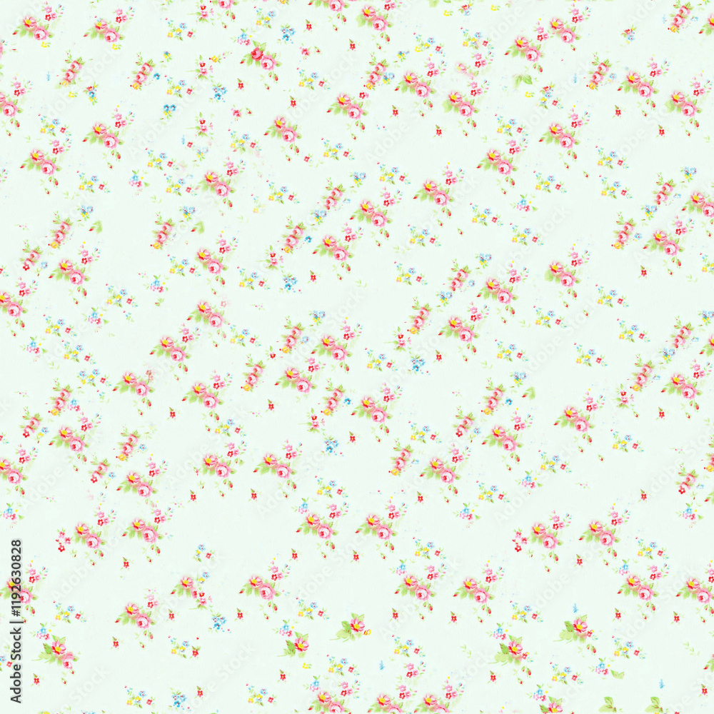 Seamless floral background fabric with ditsy and daisy pattern Seamless floral background fabric with ditsy and daisy pattern