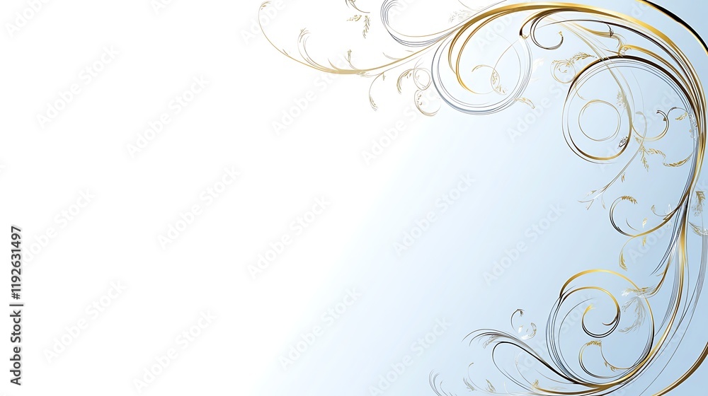 Elegant Gold Swirls And Floral Design On Blue Elegant Gold Swirls And Floral Design On Blue