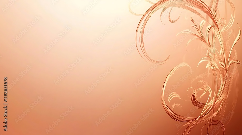 Abstract Peach Background With Swirling Floral Design Abstract Peach Background With Swirling Floral Design