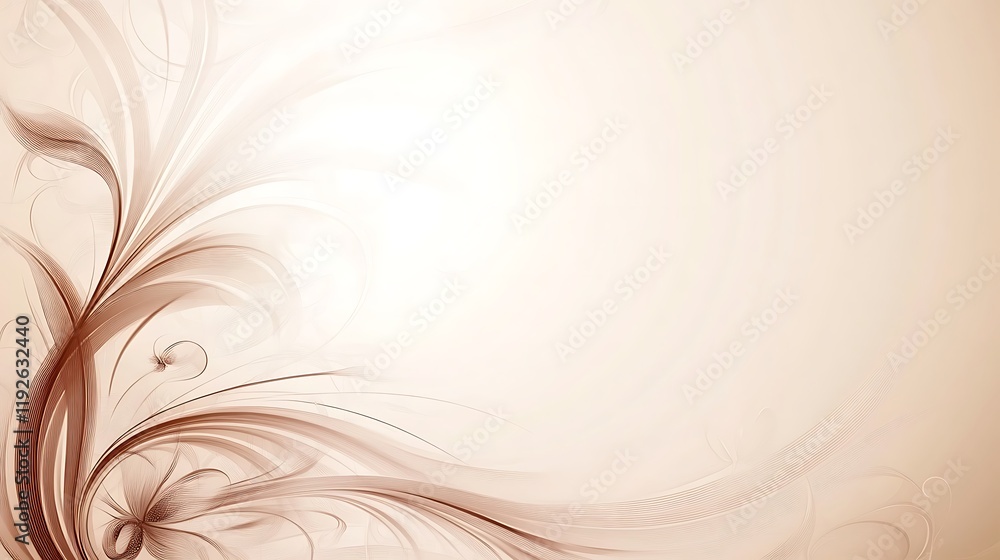 Abstract Brown Floral Design On Beige Background Abstract Brown Floral Design On Beige Background