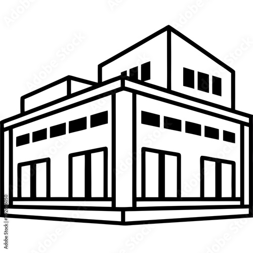 Black Silhouette of Company Headquarters